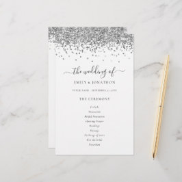 Budget Silver Glitzer Script Wedding Programm