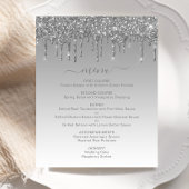 Budget Silver Glitzer Tropfen Wedding Menu