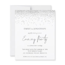 Budget Silver Glitzer Wedding Abend Party Einladun