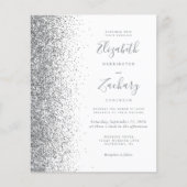 Budget Silver Glitzer White Wedding Einladung (Vorderseite)