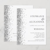 Budget Silver Glitzer White Wedding Einladung (Vorne/Hinten)