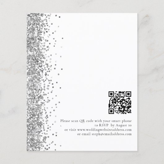 Budget Silver Glitzer White Wedding Einladung (Rückseite)