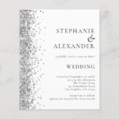 Budget Silver Glitzer White Wedding Einladung (Vorderseite)