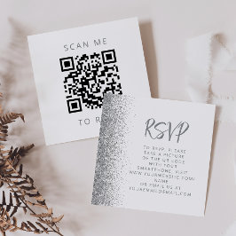Budget Silver Glitzer White Wedding QR Code UAWG Begleitkarte