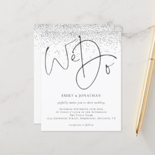 Budget Silver Glitzer wir tun Hochzeit Einladung