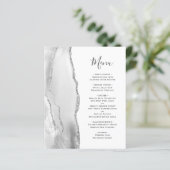 Budget Silver Gray Agate White Wedding Menü (Stehend Vorderseite)