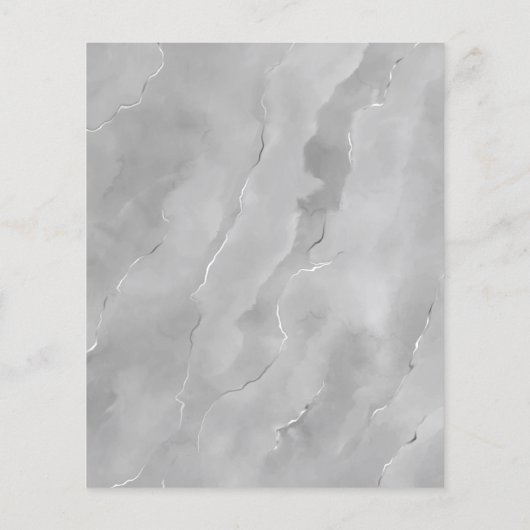 Budget Silver Gray Marble Wedding Menu Flyer (Hinten)