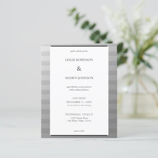 Budget Silver & Gray Stripes Wedding (Stehend Vorderseite)