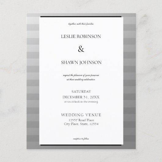 Budget Silver & Gray Stripes Wedding (Vorderseite)