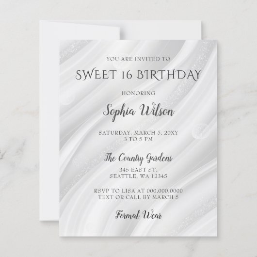 Budget Silver Lila Dress Sweet 16 Einladung (Rückseite)