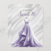 Budget Silver Lila Dress Sweet 16 Einladung (Vorne/Hinten)