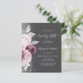 Budget Silver Mauve Floral Gray 25th Anniversary (Stehend Vorderseite)