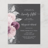 Budget Silver Mauve Floral Gray 25th Anniversary (Vorderseite)