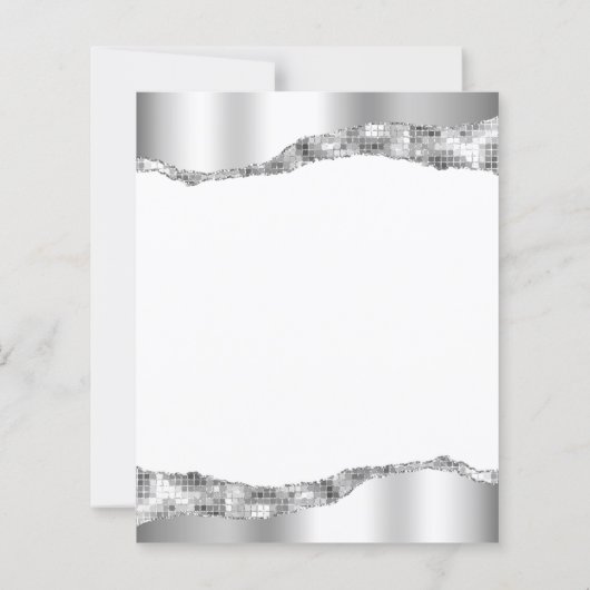 Budget Silver Mirror Foil 25th Anniversary Invite (Rückseite)