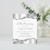 Budget Silver Mirror Foil 25th Anniversary Invite (Stehend Vorderseite)