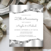 Budget Silver Mirror Foil 25th Anniversary Invite