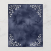 Budget Silver Navy Blue Vintage Wedding Menü (Rückseite)