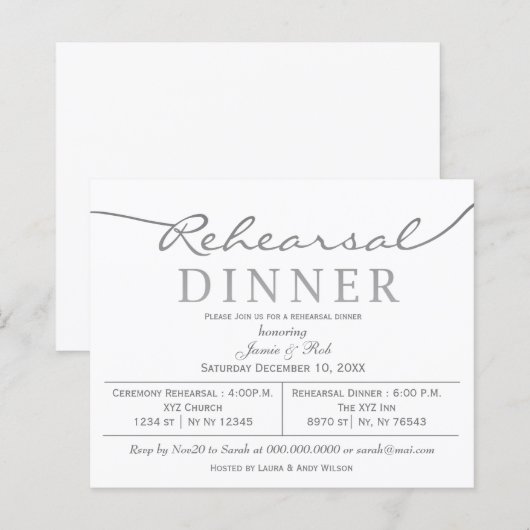 Budget Silver Probe Dinner Einladung (Vorne/Hinten)