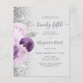 Budget Silver Purple Floral 25th Anniversary Party (Vorderseite)