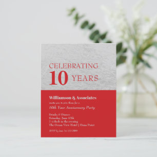 Budget Silver Red Business Anniversary Einladung