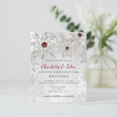 Budget Silver Red Snowflakes Einladung Hochzeit (Stehend Vorderseite)