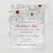 Budget Silver Red Snowflakes Einladung Hochzeit (Vorderseite)
