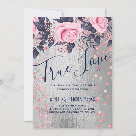 BUDGET Silver Rosegold Navy Pink Metallic Wedding (Vorderseite)