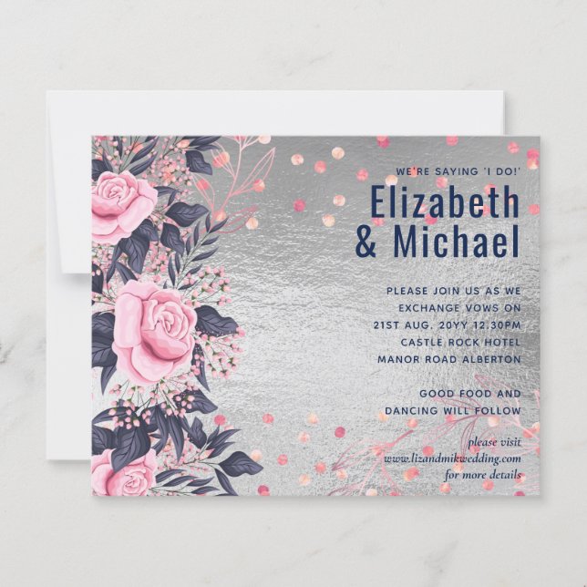 BUDGET Silver Rosegold Navy Pink Metallic Wedding (Vorderseite)