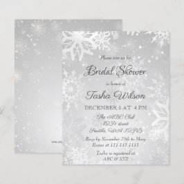 Budget Silver Snowflakes Bridal Dusche Einladung