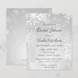 Budget Silver Snowflakes Bridal Dusche Einladung