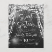 Budget Silver String Lights Sweet 16 Einladen Flyer (Vorne)