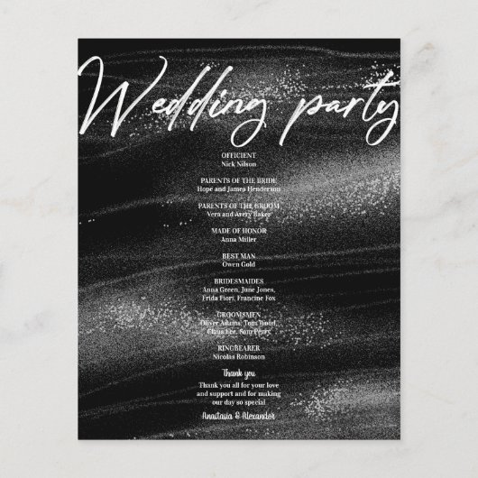 Budget Silver Wedding Program Karte. Flyer (Hinten)