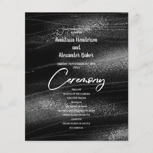 Budget Silver Wedding Program Karte. Flyer (Vorne)