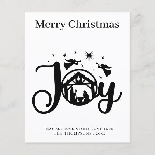 Budget Simple Black and White Christmas Card (Vorderseite)