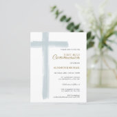 Budget Simple Blue Cross Boy First Holy Communion (Stehend Vorderseite)