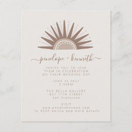 Budget Simple Boho Sun Taupe Wedding Einladung