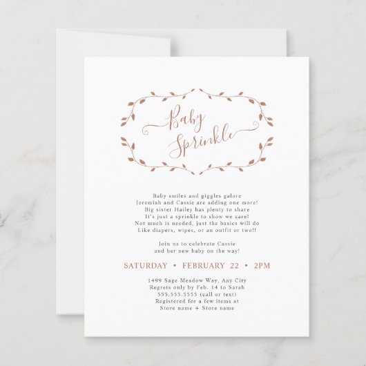 Budget Simple Botanical Terra Cotta Baby Sprinkle (Vorderseite)