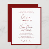 BUDGET Simple Burgundy Red Border Script Wedding (Vorne/Hinten)