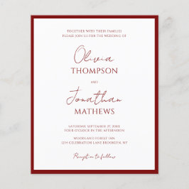 BUDGET Simple Burgundy Red Border Script Wedding