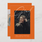 Budget Simple Calligraphy Three Foto Abschluss Ankündigung (Vorne/Hinten)