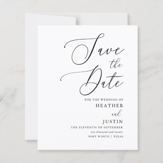 Budget Simple Calligraphy Wedding Save the Dates (Vorderseite)