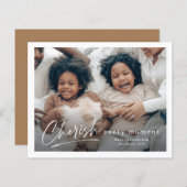 Budget Simple Cherish Script Foto Weihnachtskarte (Vorne/Hinten)