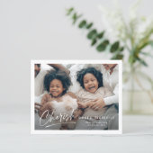Budget Simple Cherish Script Foto Weihnachtskarte (Stehend Vorderseite)