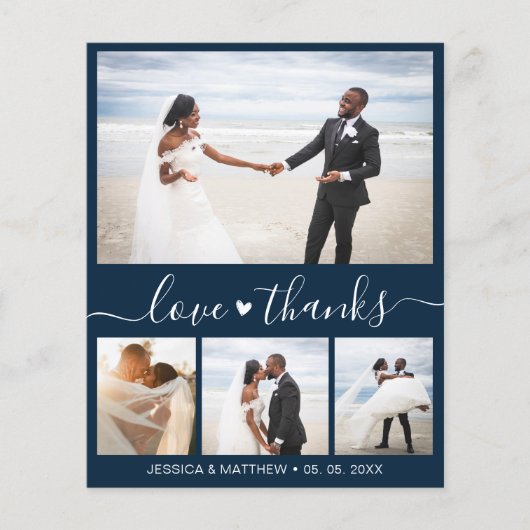 Budget Simple Collage Wedding Danke Flyer (Vorne)