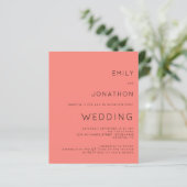 Budget Simple Coral Rose QR Code Hochzeit Einladun (Stehend Vorderseite)