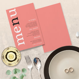 BUDGET Simple Coral Rose Typografy Wedding Menu