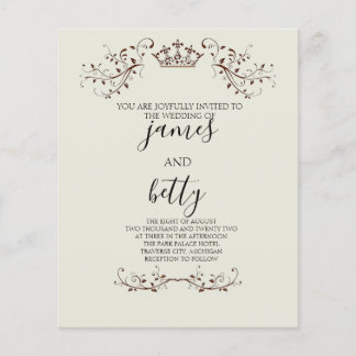 Budget Simple Crown Minimalistisch Wedding Flyer