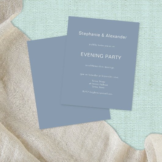 Budget Simple Dusty Blue Abend Party Einladung