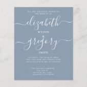 Budget Simple Dusty Blue Modern Wedding Einladung (Vorderseite)