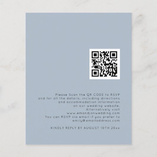 Budget Simple Dusty Blue QR Code Wedite (Rückseite)
